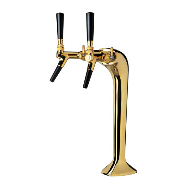 Schanksäule, vergoldet, Modell "Classic-Elegant" 2-leitig, NW 7 mm