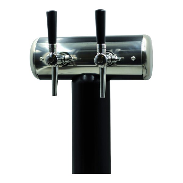 CNS-Schanksäule Mod. Klettenberg, schwarz seidenmatt, ø Fuß 104 mm ø Balken 114mm, Revisionsöffnung vorne, MIT BLENDE