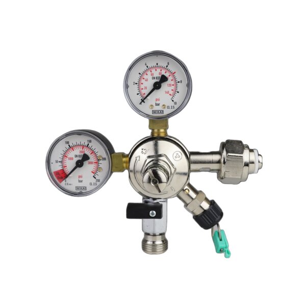 CO² - AFG-Druckminderer 7 bar | Oxyturbo Major Plus 1-leitig | 1/2 Zoll Anschluss, Eingang rechts,