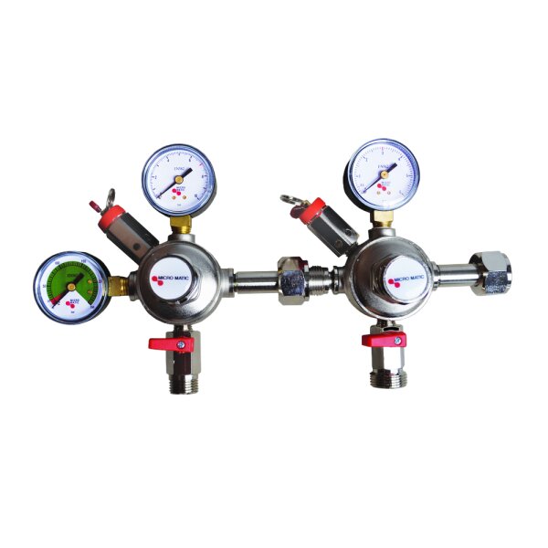 CO2-Druckminderer, Abgang 2 x AG 1/2", MicroMatic Premium 7 bar