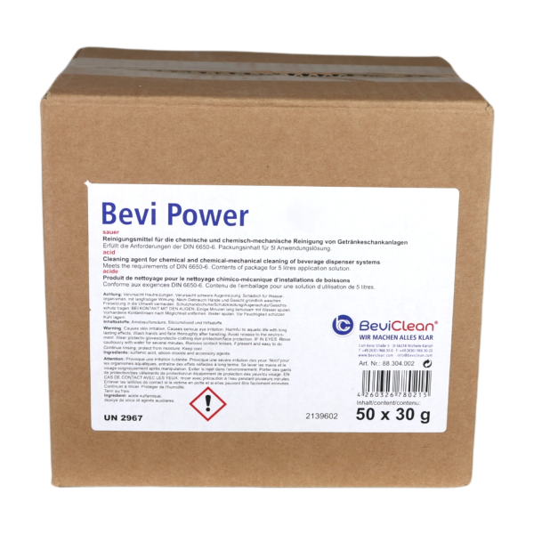 Cleaning and disinfecting agent Bevi-Power acidic 30 g bag for 5 L application solution, VP 50 pcs.