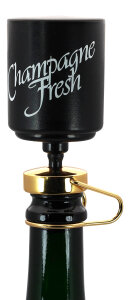 Champagne Fresh de Luxe II - Edler Champagnerverschluss / Sektverschluss inkl. Pumpe | Messing vergoldet | Standardflasche